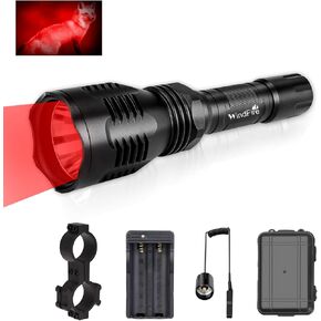 WINDFIRE WF-802 350 Lumens Red Light Hunting Flashlight Kit Waterproof 250 Yard LED Coyote Hog Fox Predator Varmint Red Flashlights with Remote Pressure Switch & 1" Scope Mount