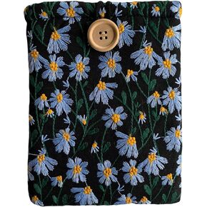 Embroidered Daisy Kindle Paperwhite Sleeve 6x8 - Padded E Reader Sleeve & Kindle Pouch Sleeve for Extra Protection (Blue and Black)