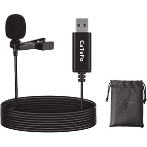 USB Lavalier Microphone, Omnidirectional Condenser Mic with Clip, Plug & Play for PC Laptop Mac Computer Video Recording YouTube Skype Streaming Podcasting Gaming, FO-ULM1