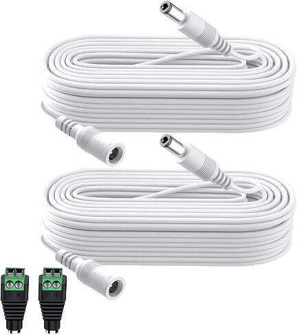 2 Pack 10FT 3M DC Power Extension Cable 5.5mm x 2.1mm, Universal DC 12V Power Extension Cable for Security Camera, LED Strip, CCTV IP Surveillance (2 Pack, White) in Kuwait
