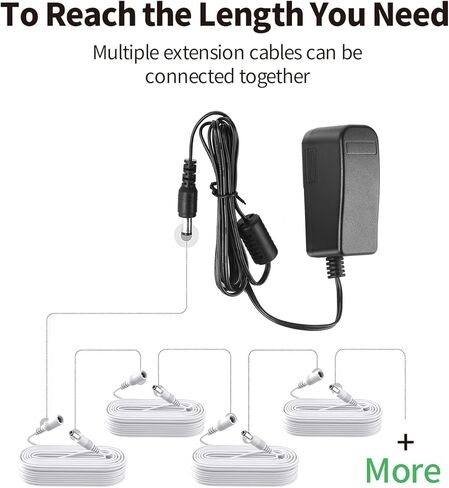 2 Pack 10FT 3M DC Power Extension Cable 5.5mm x 2.1mm, Universal DC 12V Power Extension Cable for Security Camera, LED Strip, CCTV IP Surveillance (2 Pack, White) in Kuwait