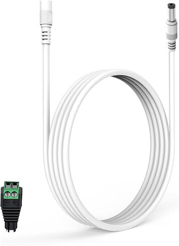 2 Pack 10FT 3M DC Power Extension Cable 5.5mm x 2.1mm, Universal DC 12V Power Extension Cable for Security Camera, LED Strip, CCTV IP Surveillance (2 Pack, White) in Kuwait
