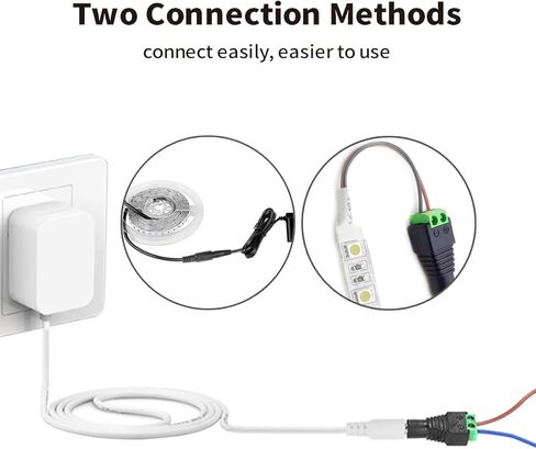 2 Pack 10FT 3M DC Power Extension Cable 5.5mm x 2.1mm, Universal DC 12V Power Extension Cable for Security Camera, LED Strip, CCTV IP Surveillance (2 Pack, White) in Kuwait