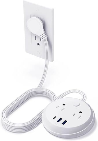 Flat Plug Power Strip with USB C Ports, KOOSLA Travel Extension Cord No Surge Protection - 2 Outlets 3 USB Ports(1250W) - Cruise Essentials for Cruise Ship, Home, Office, Dorm Room, 5ft in Saudi Arabia