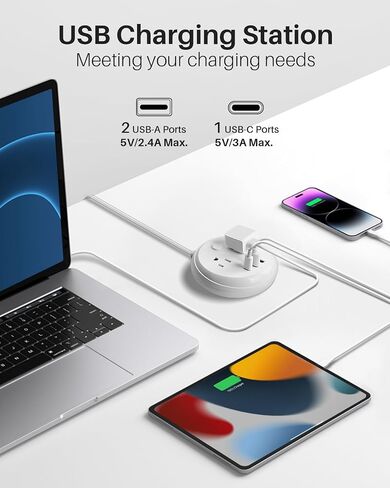 Flat Plug Power Strip with USB C Ports, KOOSLA Travel Extension Cord No Surge Protection - 2 Outlets 3 USB Ports(1250W) - Cruise Essentials for Cruise Ship, Home, Office, Dorm Room, 5ft in Saudi Arabia