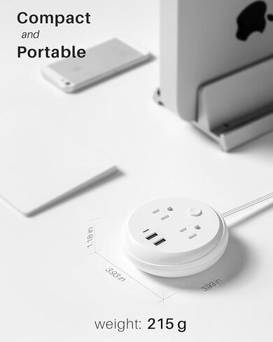 Flat Plug Power Strip with USB C Ports, KOOSLA Travel Extension Cord No Surge Protection - 2 Outlets 3 USB Ports(1250W) - Cruise Essentials for Cruise Ship, Home, Office, Dorm Room, 5ft in Saudi Arabia