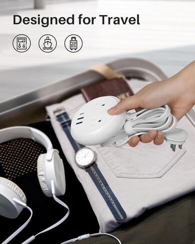 Flat Plug Power Strip with USB C Ports, KOOSLA Travel Extension Cord No Surge Protection - 2 Outlets 3 USB Ports(1250W) - Cruise Essentials for Cruise Ship, Home, Office, Dorm Room, 5ft in Saudi Arabia