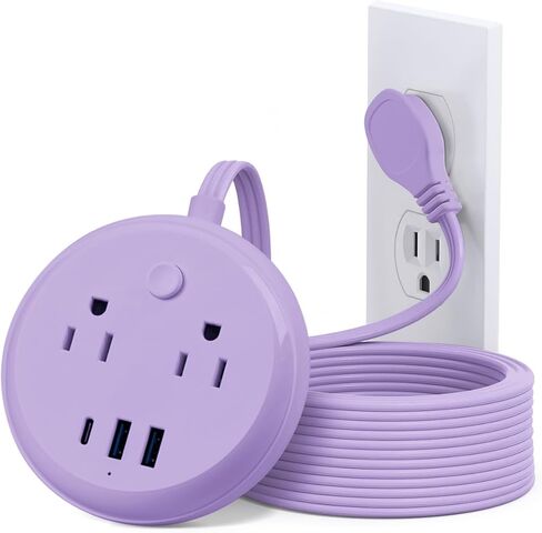 قطاع طاقة مسطح مع منافذ USB C، سلك تمديد للسفر KOOSLA بدون حماية من زيادة التيار - 2 منافذ و3 منافذ USB (1250 وات) - أساسيات الرحلات البحرية لسفينة الرحلات البحرية، المنزل، المكتب، غرفة النوم، 5 أقدام in Kuwait