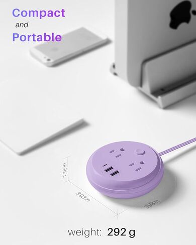 قطاع طاقة مسطح مع منافذ USB C، سلك تمديد للسفر KOOSLA بدون حماية من زيادة التيار - 2 منافذ و3 منافذ USB (1250 وات) - أساسيات الرحلات البحرية لسفينة الرحلات البحرية، المنزل، المكتب، غرفة النوم، 5 أقدام in Kuwait