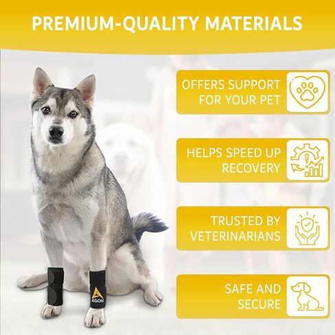 AGON Dog Front Leg Brace Pair with Metal Strings and Reflective Wraps Paw Compression Wrap for Canine Protects Wounds Brace Heals and Prevents Injuries and Sprains and Helps with Loss of K9 Stability in Saudi Arabia