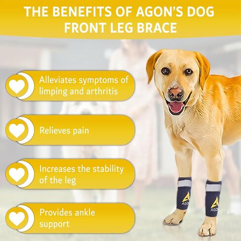 AGON Dog Front Leg Brace Pair with Metal Strings and Reflective Wraps Paw Compression Wrap for Canine Protects Wounds Brace Heals and Prevents Injuries and Sprains and Helps with Loss of K9 Stability in Saudi Arabia