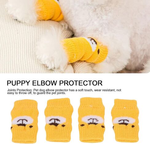 GLOGLOW Dog Elbow Protector, 4pcs Cotton and Polyurethane Dog Elbow Protector Knees Protector Cartoon Bear Pattern Joints Dirty Pet Dog Elbow Sleeve (S) in Saudi Arabia