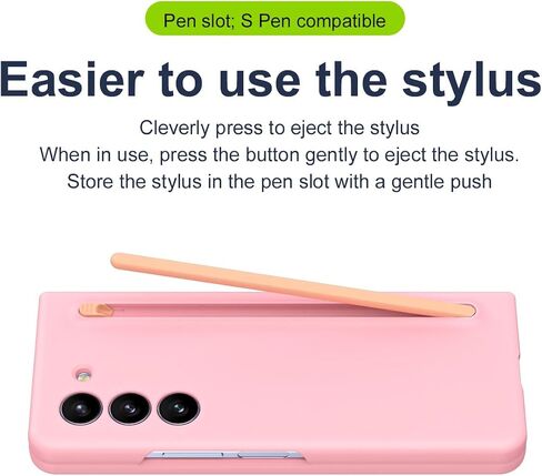 Slim S Pen Phone Case Compatible for Samsung Galaxy Z Fold 6 Phone with Built-in New Compact S Pen, Holder and Storage Slot for Pen,with 3Pcs Pen Tips (Pink) in Saudi Arabia