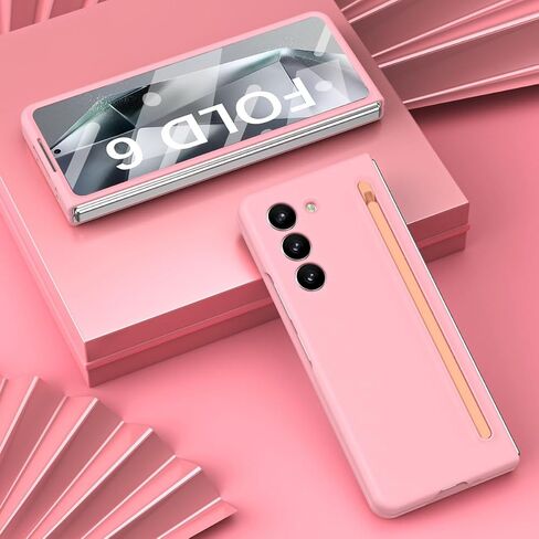 Slim S Pen Phone Case Compatible for Samsung Galaxy Z Fold 6 Phone with Built-in New Compact S Pen, Holder and Storage Slot for Pen,with 3Pcs Pen Tips (Pink) in Saudi Arabia