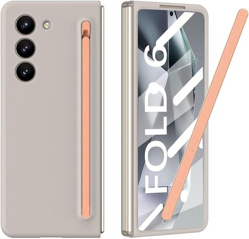 Slim S Pen Phone Case Compatible for Samsung Galaxy Z Fold 6 Phone with Built-in New Compact S Pen, Holder and Storage Slot for Pen,with 3Pcs Pen Tips (Pink) in Saudi Arabia