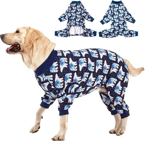 LovinPet Big Dog Pajamas, Post Surgery Onesie UV Protection, Blue Triangle Print, Lightweight Stretchy Big Dogs Pullover Shirt, Full Coverage Large Breed Dog Jammies, Pet PJ's/XL in Kuwait