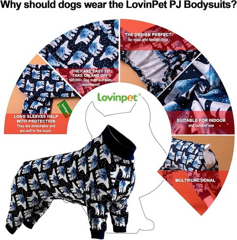LovinPet Big Dog Pajamas, Post Surgery Onesie UV Protection, Blue Triangle Print, Lightweight Stretchy Big Dogs Pullover Shirt, Full Coverage Large Breed Dog Jammies, Pet PJ's/XL in Kuwait