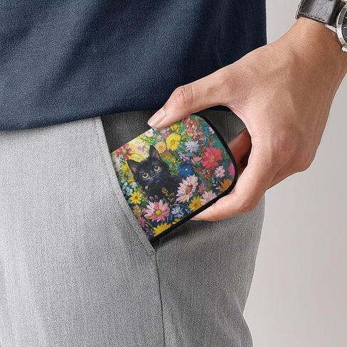 Xoenoiee Black Cat and Vibrant Flower Print USB Flash Drive Bag Thumb Drive Case Lightweight USB Storage Bag with 10 Slots Compact Flash Drive Organizer Easy to Carry in Saudi Arabia