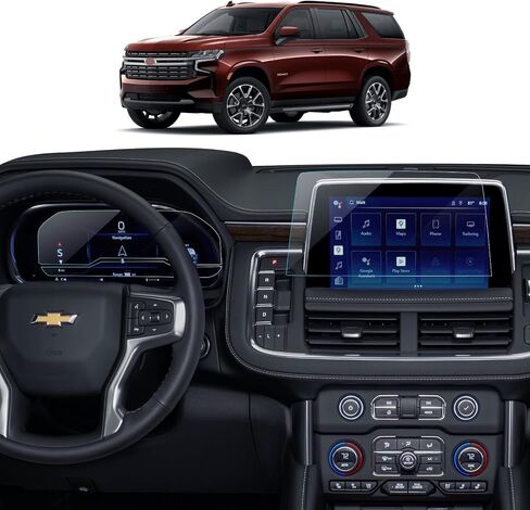 واقي شاشة السيارة لملحقات 2021 2022 2023 Chevy Tahoe Suburban & GMC Yukon لواقي شاشة ملاحة مقاس 10.2 بوصة + طبقة حماية لوحة القيادة مقاس 10.2 بوصة من الزجاج المقسى in Kuwait