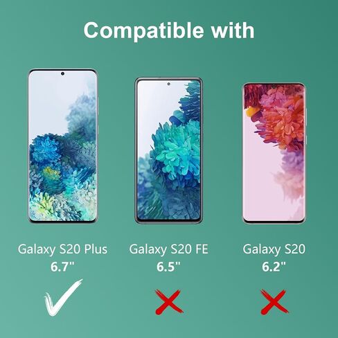 [2+2] عبوتان لهاتف Samsung Galaxy S20 Plus واقي شاشة من الزجاج المقوى + عبوتان من واقي عدسة الكاميرا، يدعم فتح بصمة الإصبع، صلابة 9H، منحني ثلاثي الأبعاد، مقاوم للخدش in Saudi Arabia