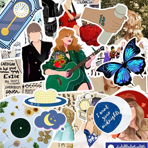 100PCS Music Stickers Sticker,Singer Ablum Stickers Waterproof Vinyl Sticker for Water Bottle Laptop Phone Skateboard Bike Party Favors in Saudi Arabia