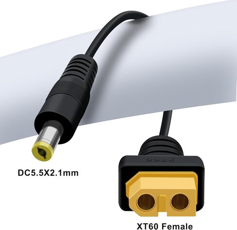 كابل محول XT60 إلى DC XT60 أنثى إلى DC 5.5 مم × 2.1 مم كابل طاقة ذكر لطاقة شاشة Fatshark Skyzone FPV، لحام TS100، بطارية شمسية (XT60 أنثى إلى ذكر DC 5.5x2.1 مم، 1FT) in Kuwait