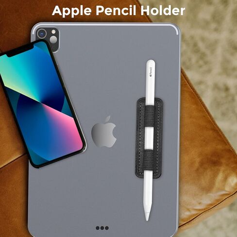AhaStyle Removable iPencil Holder for Apple Pencil Pro, Apple Pencil (USB-C), Apple Pencil 1st / 2nd Generation with Elastic Strong Adhesive Leather Holder Sticker for iPad Pen and Stylus Pens (Black) in Kuwait