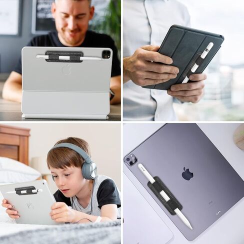 AhaStyle Removable iPencil Holder for Apple Pencil Pro, Apple Pencil (USB-C), Apple Pencil 1st / 2nd Generation with Elastic Strong Adhesive Leather Holder Sticker for iPad Pen and Stylus Pens (Black) in Kuwait