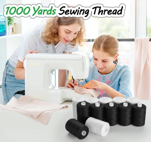Thread for Sewing, 12 Black Sewing Thread Polyester Thread 1000 Yard Per Spool All Purpose Sewing Thread Assortment Black Thread for Hand Sewing/Hand Quilting/Sewing Machines in Kuwait