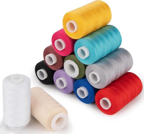 Thread for Sewing, 12 Black Sewing Thread Polyester Thread 1000 Yard Per Spool All Purpose Sewing Thread Assortment Black Thread for Hand Sewing/Hand Quilting/Sewing Machines in Kuwait