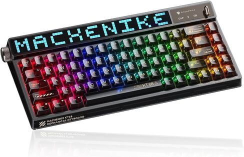 KT68 Pro Wireless Compact Mechanical Gaming Keyboard, Customizable LED Screen, 3-Modes 68 Keys Hot Swappable Gateron Yellow Switch, Anti-Ghosting, Transparent Keycaps, Win/Mac, Black in Saudi Arabia