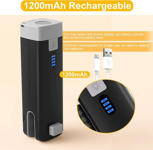 3 في 1 حقيبة صغيرة مانعة للتسرب، USB C قابلة لإعادة الشحن حقيبة ختم الحرارة، ختم حقيبة الختم الحراري مع القاطع، حقيبة محمولة لإعادة إغلاق الأكياس البلاستيكية والوجبات الخفيفة وتخزين المواد الغذائية، الحبر الأسود in Kuwait