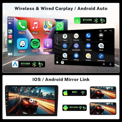 Hodozzy Android Car Radio for Volkswagen Tiguan 2010-2015 Wireless Carplay Android Auto Mirror Link، 9 بوصة تعمل باللمس GPS Navigation Bluetooth WiFi FM RDS HiFi كاميرا احتياطية 2 Din in Saudi Arabia