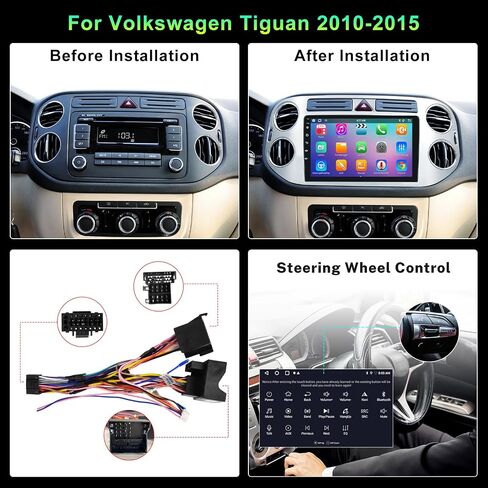 Hodozzy Android Car Radio for Volkswagen Tiguan 2010-2015 Wireless Carplay Android Auto Mirror Link، 9 بوصة تعمل باللمس GPS Navigation Bluetooth WiFi FM RDS HiFi كاميرا احتياطية 2 Din in Saudi Arabia