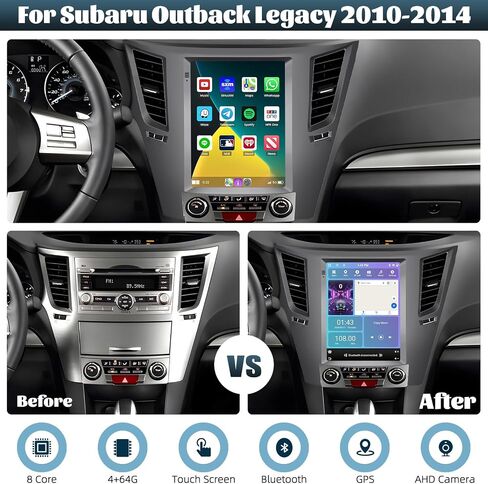 [4+64G] ستيريو سيارة 8-Core Android 13 لسيارة Subaru Outback Legacy 2010-2014 مع Carplay&Android Auto، راديو سيارة بشاشة تعمل باللمس 9.7 بوصة مع GPS WiFi Bluetooth FM/RDS SWC Dual USB/AUX-in+كاميرا احتياطية in Saudi Arabia