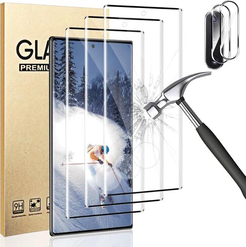 3 عبوات من واقي الشاشة الزجاجي المقوى لهاتف Galaxy Note 10، 2Pakc فيلم عدسة الكاميرا 9H صلابة ثلاثية الأبعاد حافظة تغطية كاملة متوافقة مع بصمة الموجات فوق الصوتية لهاتف Samsung Galaxy Note 10 (6.3 بوصة) in Saudi Arabia