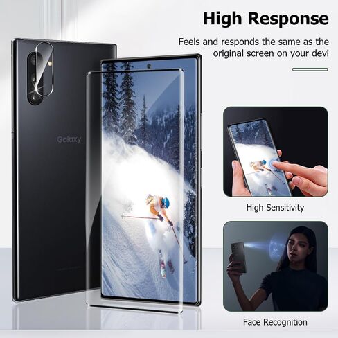 3 عبوات من واقي الشاشة الزجاجي المقوى لهاتف Galaxy Note 10، 2Pakc فيلم عدسة الكاميرا 9H صلابة ثلاثية الأبعاد حافظة تغطية كاملة متوافقة مع بصمة الموجات فوق الصوتية لهاتف Samsung Galaxy Note 10 (6.3 بوصة) in Saudi Arabia