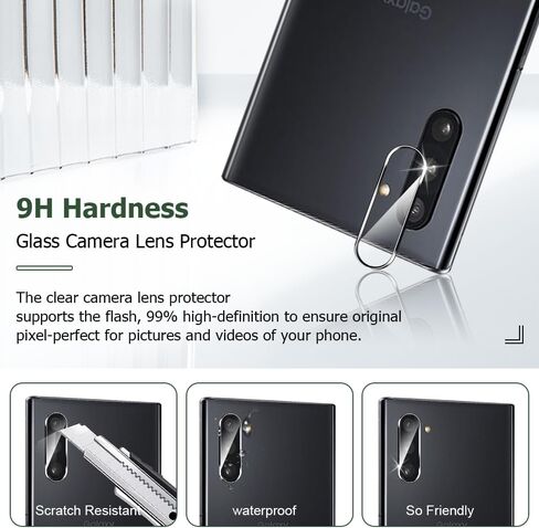 3 عبوات من واقي الشاشة الزجاجي المقوى لهاتف Galaxy Note 10، 2Pakc فيلم عدسة الكاميرا 9H صلابة ثلاثية الأبعاد حافظة تغطية كاملة متوافقة مع بصمة الموجات فوق الصوتية لهاتف Samsung Galaxy Note 10 (6.3 بوصة) in Saudi Arabia