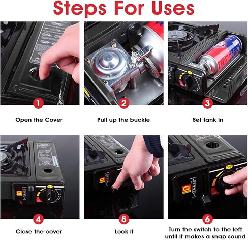 Portable Camping Stove - Gas Powered Single Burner Butane Grill with Electronic Igniting Device - Hiking and Emergency Butane Tank Perfect for Camping Stove in Saudi Arabia