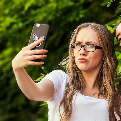مجموعة حامل الهاتف المحمول على شكل فراشة، حامل حلقي لطيف للهاتف الخلوي، حلقة معدنية، قبضة يد، نمط مطلي، حامل إصبع يدور 360 درجة مع حلقة مقبض متوافق مع جميع الهواتف الذكية (أزرق أرجواني وردي) in Saudi Arabia