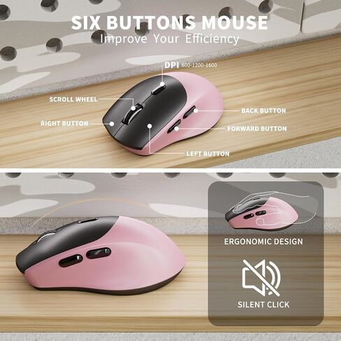 Wireless Keyboard and Mouse, Ergonomic Keyboard Mouse with Phone Holder, 2.4GHz Cordless Keyboard Mouse for Mac, Windows, PC, Laptop （Black） in Saudi Arabia