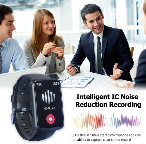 ساعة ذكية مسجلة صوت، متتبع اللياقة البدنية مع مراقب معدل ضربات القلب، مراقب النوم، MP3، عداد الخطى المقاوم للماء، السعرات الحرارية لهواتف Android وiPhone in Saudi Arabia