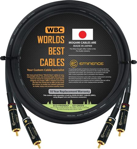 WORLDS BEST CABLES 4 Foot – Audiophile High-Definition Audio Interconnect Cable Pair Custom Made Using Mogami 2497 Wire and Eminence Gold Locking RCA Connectors in Saudi Arabia