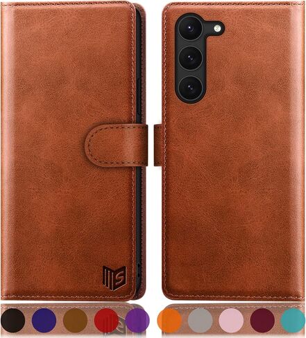 SUANPOT for Samsung Galaxy S23 +/ Plus Wallet case with RFID Blocking Credit Card Holder,Flip Book PU Leather Protective Cover Women Men for Samsung S23Plus Phone case Light Brown in Kuwait