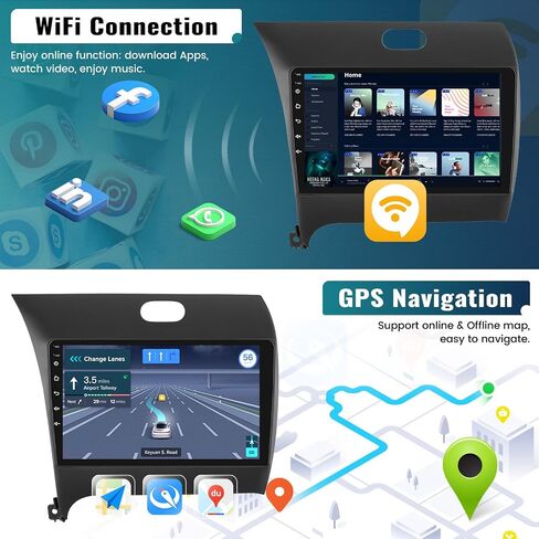 UNITOPSCI 2G+64G Android 13 Car Stereo Radio for KIA Cerato K3 Forte 2013-2018 Wireless Apple CarPlay Android Auto, 9 Inch Touchscreen HiFi Bluetooth GPS Navigation FM/RDS WiFi SWC Backup Camera Mic in Saudi Arabia