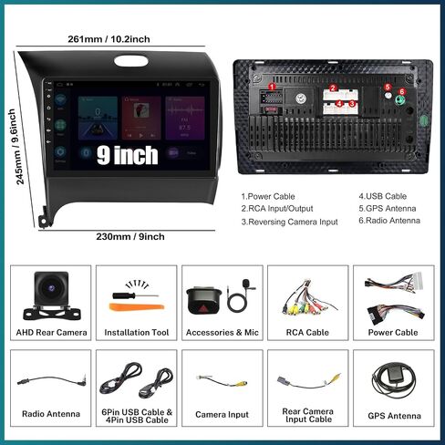 UNITOPSCI 2G+64G Android 13 Car Stereo Radio for KIA Cerato K3 Forte 2013-2018 Wireless Apple CarPlay Android Auto, 9 Inch Touchscreen HiFi Bluetooth GPS Navigation FM/RDS WiFi SWC Backup Camera Mic in Saudi Arabia