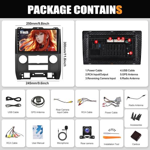 ستيريو سيارة 2+32G Android 13 لسيارة Ford Escape Mazda Tribute 2008 2009 2010 2011 2012 مع CarPlay اللاسلكي Android Auto 9 بوصة راديو السيارة بشاشة تعمل باللمس مع نظام ملاحة GPS WiFi Bluetooth FM AHD كاميرا احتياطية in Saudi Arabia