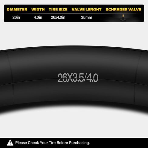 Inner Tube: 26x1.95 Inch 2-Pack Electric Bike Tubes AV 35mm Schrader Valve, Premium Butyl Rubber Puncture Resistant Replacement Tubes with 2 Tire Levers in Kuwait