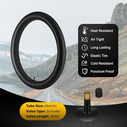 Inner Tube: 26x1.95 Inch 2-Pack Electric Bike Tubes AV 35mm Schrader Valve, Premium Butyl Rubber Puncture Resistant Replacement Tubes with 2 Tire Levers in Saudi Arabia