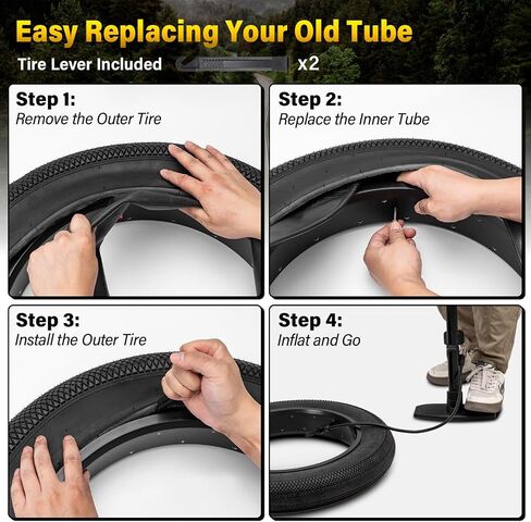 Inner Tube: 26x1.95 Inch 2-Pack Electric Bike Tubes AV 35mm Schrader Valve, Premium Butyl Rubber Puncture Resistant Replacement Tubes with 2 Tire Levers in Saudi Arabia